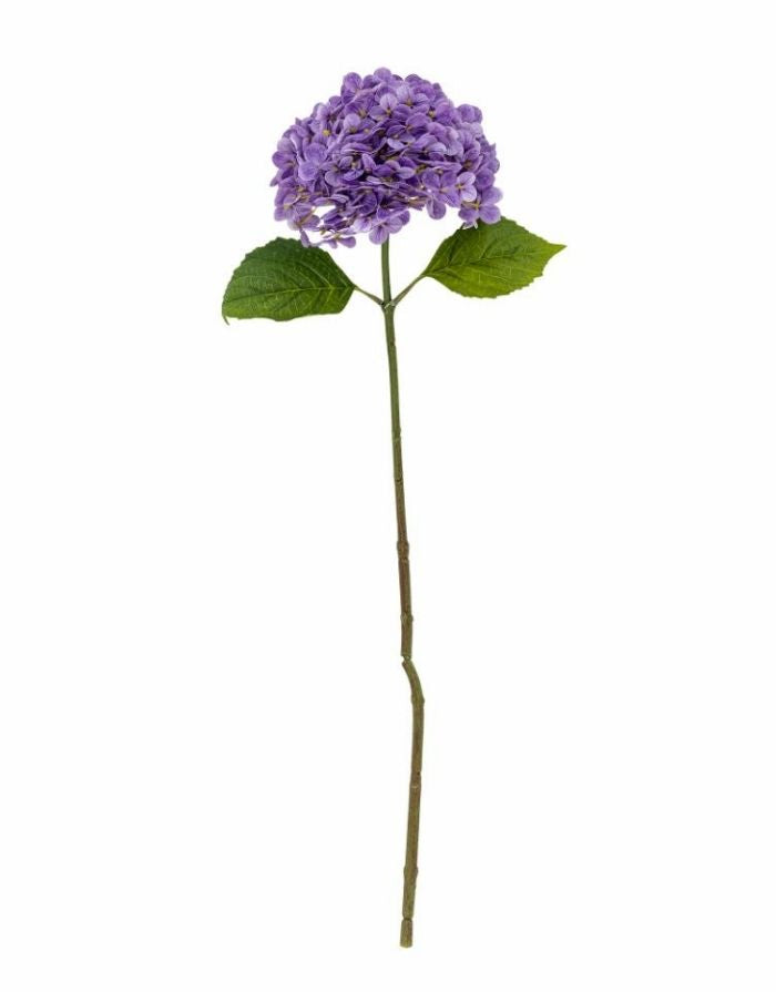 Bloomingville Kunstblume Hortensie violett mit zarten Blüten und langem Stiel.
