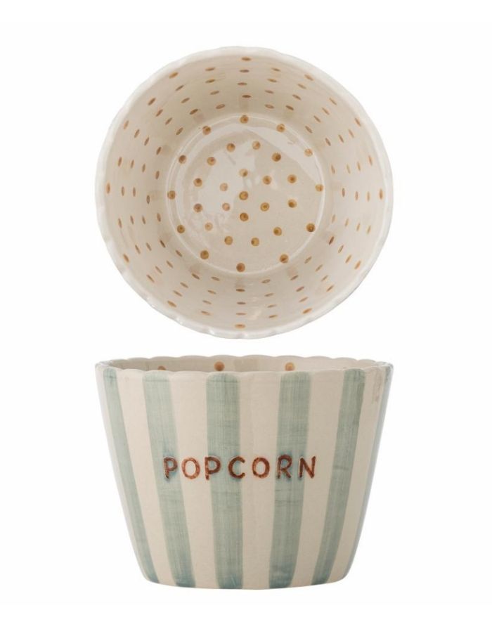 Bunte Steingutschale „Chip Popcorn“ mit handbemalten Streifen von Bloomingville