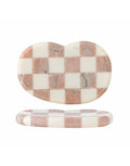 Bloomingville Marmor Tablett Petrea in Rosé, poliertes Marmortablett mit rosé-hellbeigem Quadratmuster, 22 × 14,5 cm, 