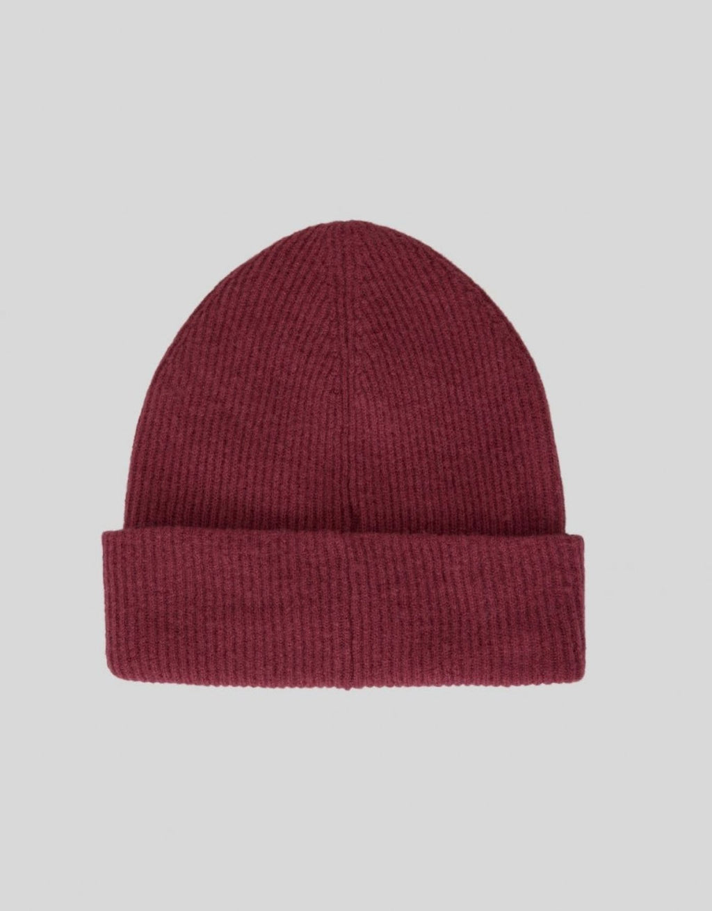 Weinrote Beanie Lowee Icon von MSCH Copenhagen in Rhododendron aus 100 % RWS-zertifizierter Merinowolle mit Umschlag und dezentem MSCH-Logo hinten
