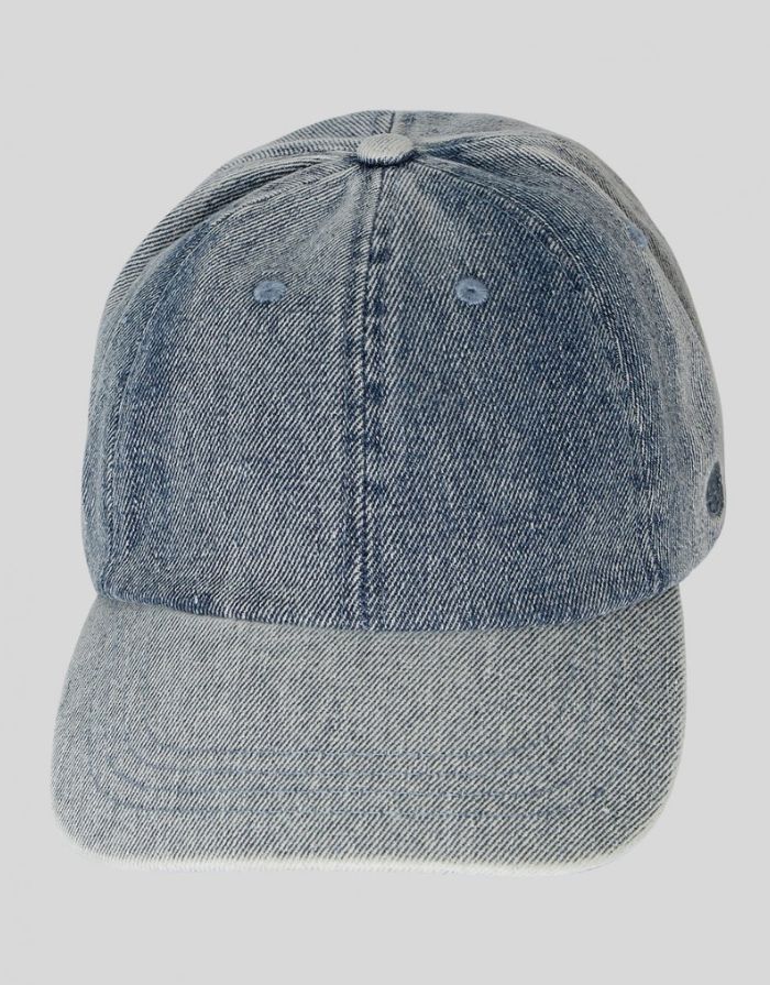 MSCH Copenhagen Cap Buffy Mid Blue Wash aus Denim mit gebogenem Schirm und verstellbarem Verschluss.