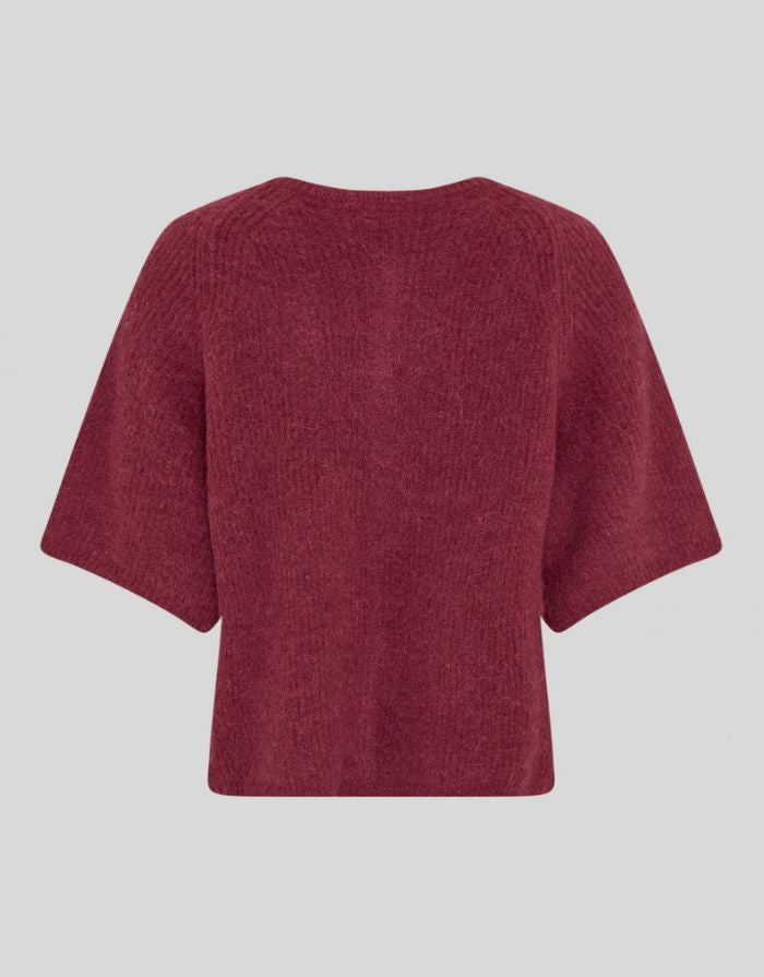 Bondie Hope 2/4 Cardigan von MSCH Copenhagen in Rhododendron mit kurzen weiten Ärmeln, Rundhalsausschnitt und Knopfleiste von Hinten
