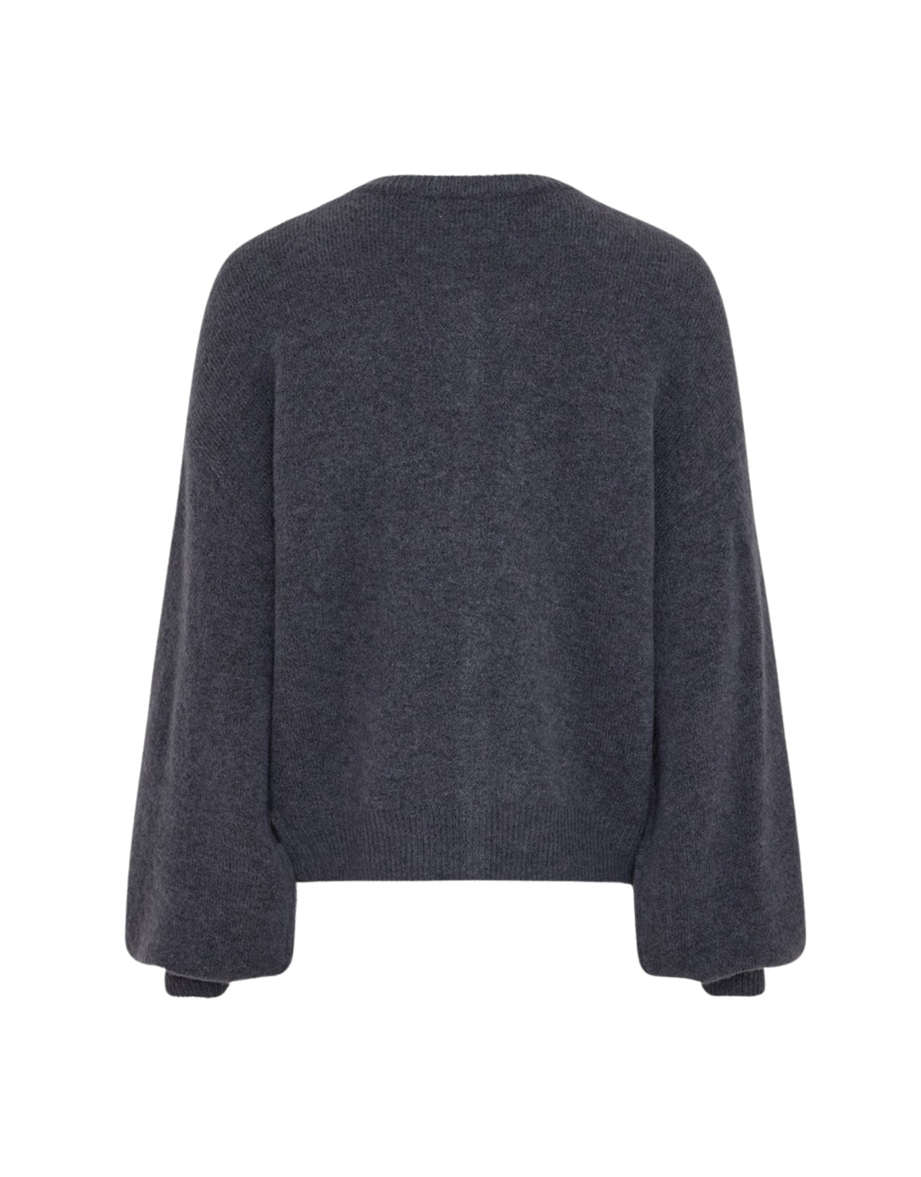 Blauer MSCHBondie Hope Cardigan von MSCH Copenhagen aus weichem Wollmix mit Rundhalsausschnitt, Knopfleiste und langen Ballonärmeln.