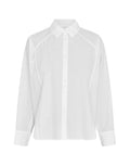 Weiße Bluse Susana Selmina von MSCH Copenhagen in Bright White mit Hemdkragen, langen Ärmeln, Knopfleiste und Kontrastpaspeln.