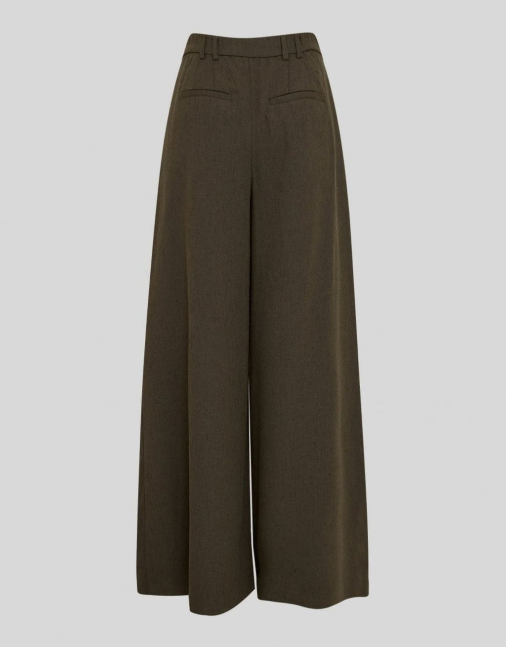 Grüne Hose Cabrie HW von MSCH Copenhagen in Forest N Mel mit weitem Bein, mittlerer Bundhöhe und voller Länge hinten