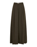 Grüne Hose Cabrie HW von MSCH Copenhagen in Forest N Mel mit weitem Bein, mittlerer Bundhöhe und voller Länge.