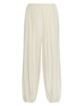 MSCH Copenhagen Hose Keandra Bleached Sand in Beige mit weiter Passform und elastischem Bund.