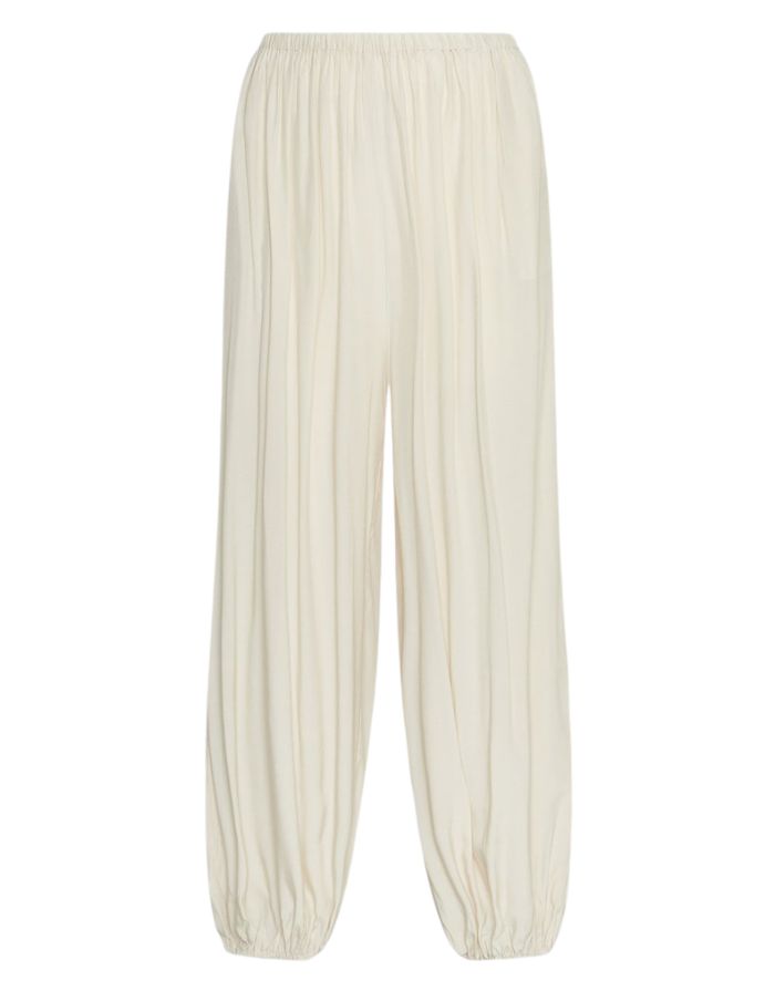 MSCH Copenhagen Hose Keandra Bleached Sand in Beige mit weiter Passform und elastischem Bund.