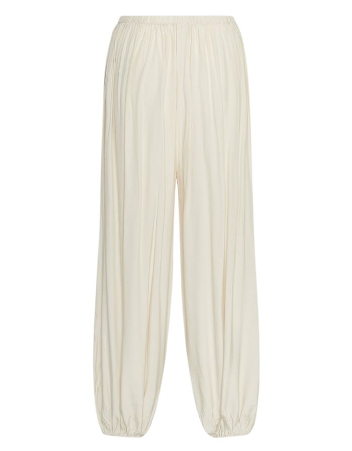 MSCH Copenhagen Hose Keandra Bleached Sand in Beige mit weiter Passform und elastischem Bund.
