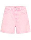  ICHI Shorts Ihavena Cameo Pink mit hoher Taille und verwaschenem Denim-Look.