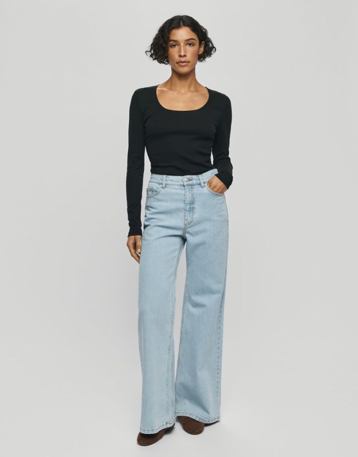 MSCH Copenhagen Jeans Solia Ada HW Wide Light Blue Wash mit hoher Taille und weitem Bein in hellblauem Denim.