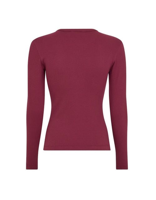 Basic Langarmshirt Kickie Rasmia Ripp in der Farbe Rhododendron Weinrot von MSCH Copenhagen