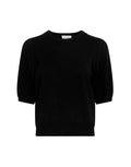 MSCH Copenhagen Pullover Sefika Rachelle Black mit Rundhalsausschnitt und kurzen Ärmeln
