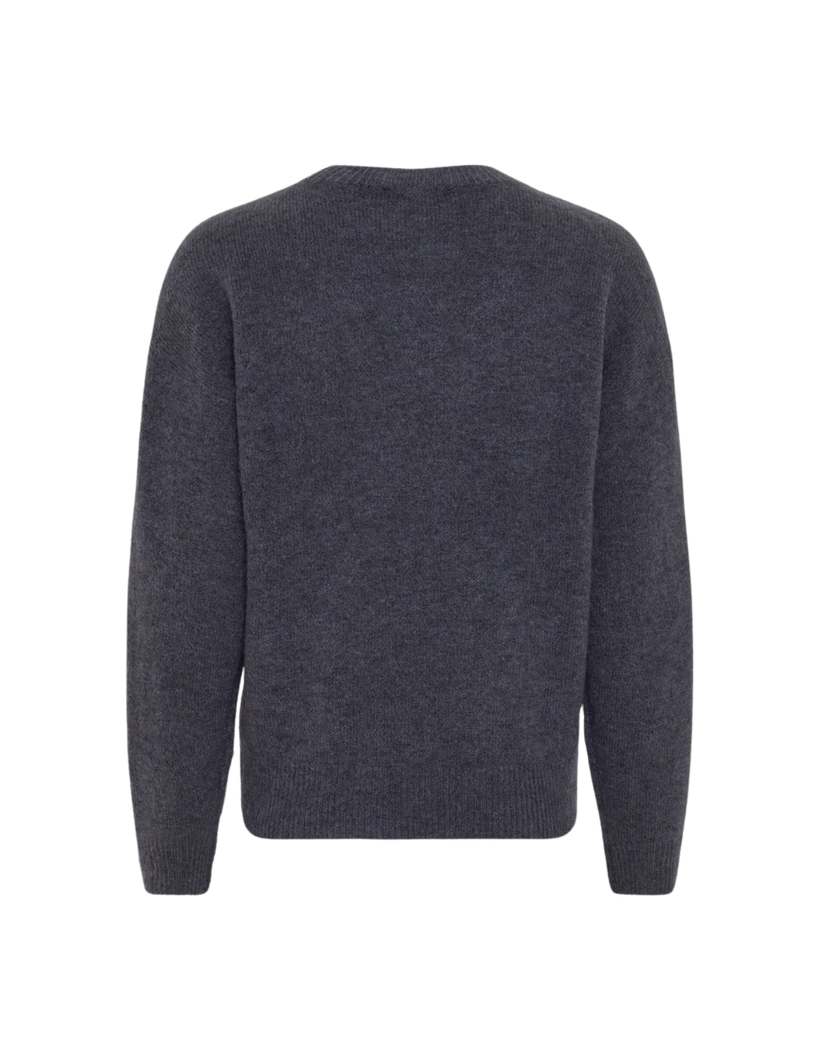 Blauer MSCHFestina Hope Pullover von MSCH Copenhagen aus weichem Woll- und Alpakamix mit Rundhalsausschnitt, langen Ärmeln und gerippten Abschlüssen.