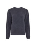 Blauer MSCHFestina Hope Pullover von MSCH Copenhagen aus weichem Woll- und Alpakamix mit Rundhalsausschnitt, langen Ärmeln und gerippten Abschlüssen.