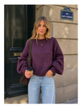 Flauschiger Mohair-Pullover Plum von MAËLYS PARIS mit lockerer Passform und leicht ballonförmigen Ärmeln.