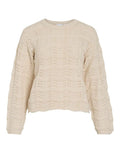 VILA Pullover Viwave Birch mit Pointelle-Strick und Rundhalsausschnitt.