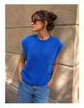 Ärmelloser Pullunder Blue von MAËLYS PARIS aus Kid Mohair mit Rundhalsausschnitt und weicher Strickqualität.