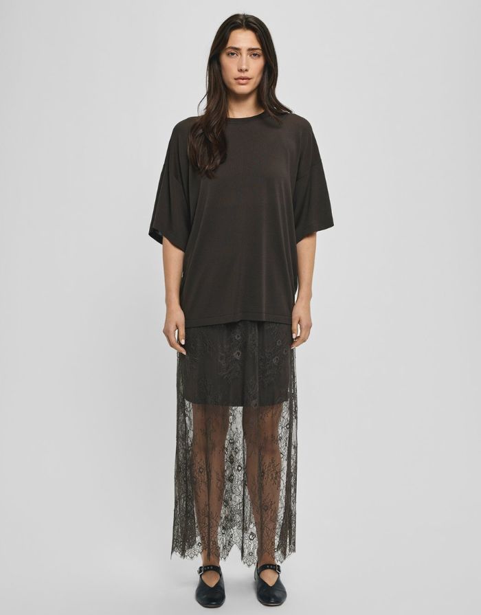 MSCH Copenhagen Dusty HW Rock Delicioso aus transparenter Spitze mit Maxilänge und elastischem Bund