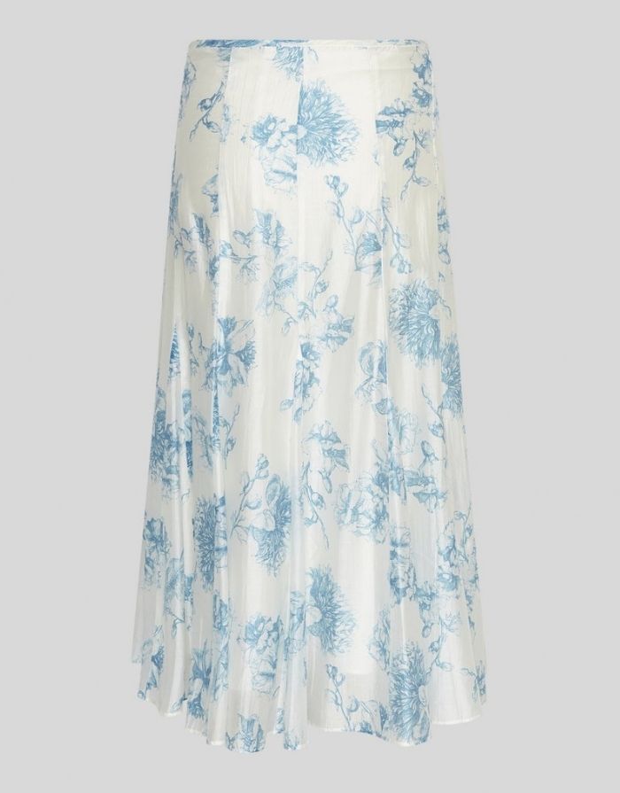 MSCH Copenhagen Rock Evangelia HW M Blue Flower mit Blumenprint, asymmetrischem Saum und hoher Taille.