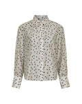 MSCH Copenhagen Dorothea Faustina Bluse Peyote Dot in Creme mit dunkelbraunem Punktmuster und klassischem Kragen