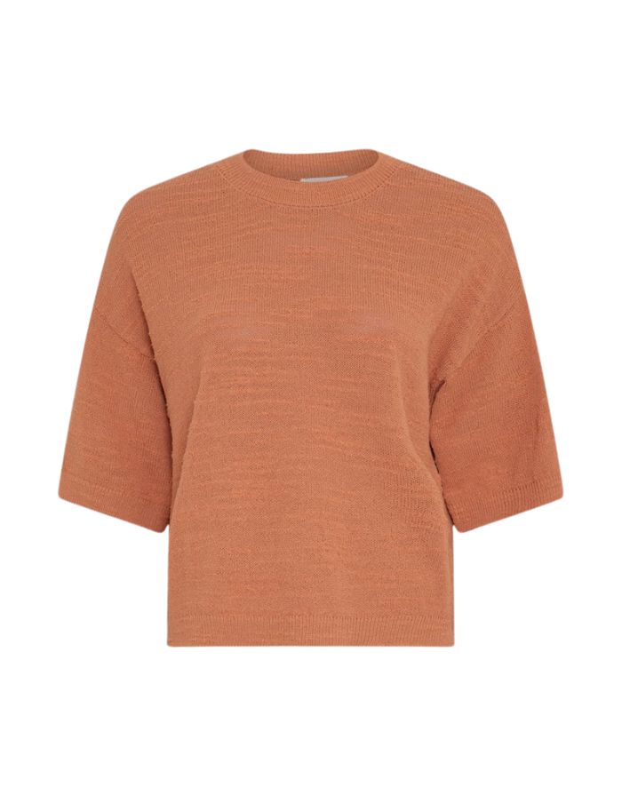 MSCh Copenhagen Shirt Lauralynn mit 2/4 Ärmeln in leichter Strickqualität in der Farbe Caramel von vorne