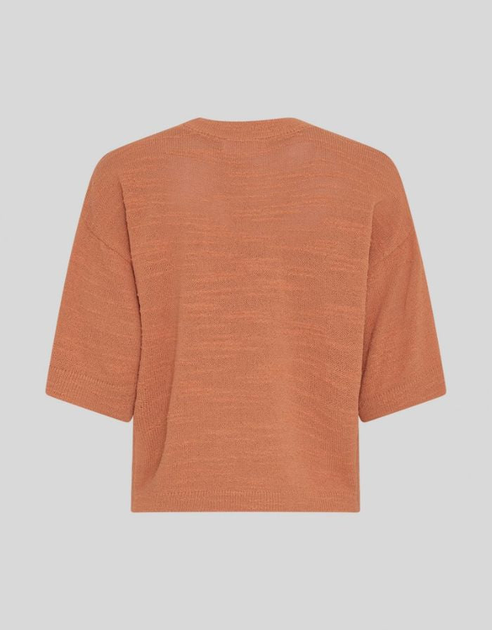 MSCh Copenhagen Shirt Lauralynn mit 2/4 Ärmeln in leichter Strickqualität in der Farbe Caramel von hinten