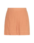 Orangefarbene Pearlina Leinenshorts von MSCH Copenhagen mit lockerer Passform und elastischem Bund von vorne