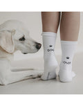 Weiße Baumwoll Tennissocken von Eulenschnitt mit der Aufschrift Dog Lover