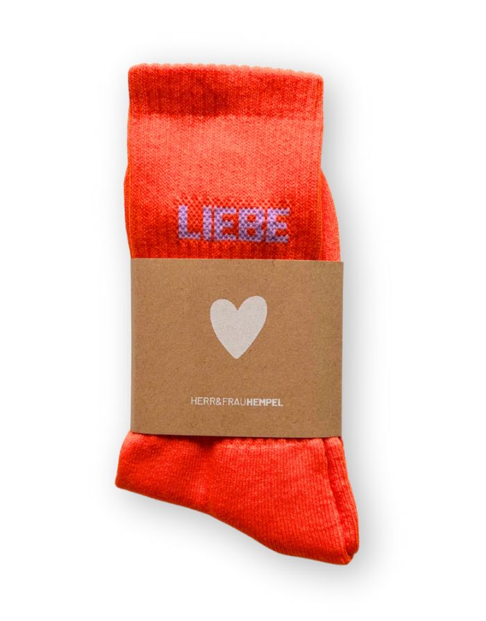 Dicke Baumwollsocken Socken Liebe von Herr&FrauHempel in bunten Farbkombinationen, Größen 35–45, atmungsaktiv und kuschelig