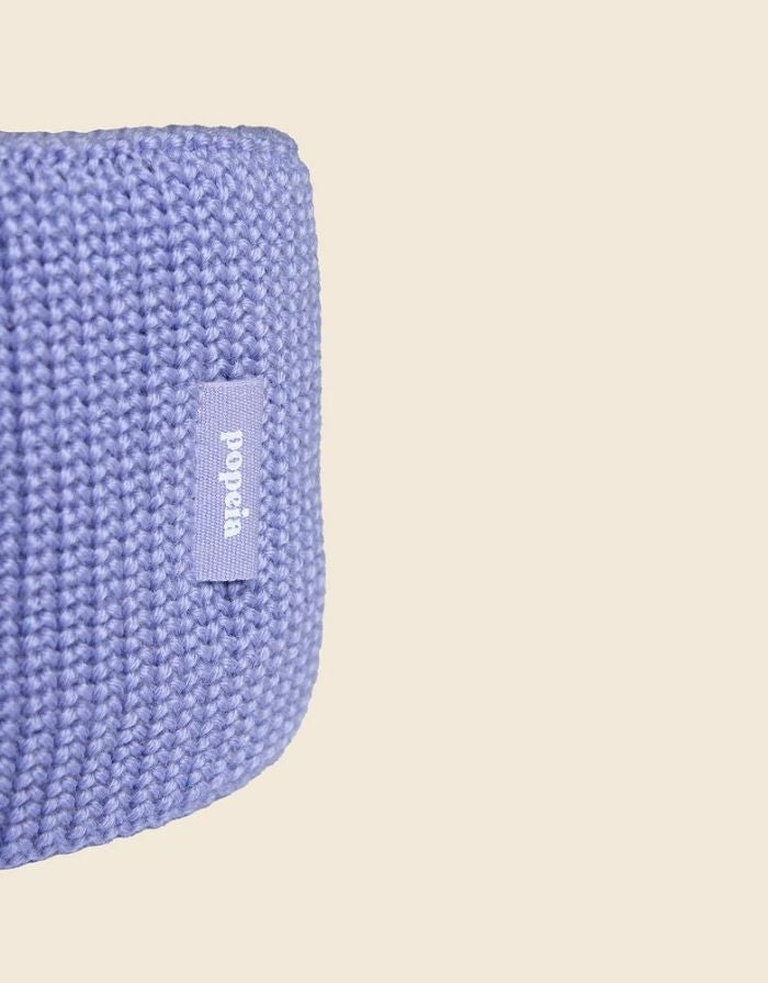 Popeia Stirnband Flieder aus 100 % Merinowolle, Made in Germany.