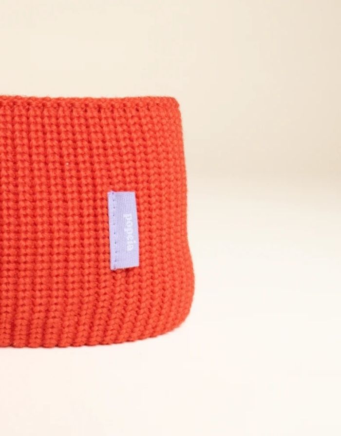 Popeia Stirnband Rot aus 100 % Merinowolle, Made in Germany.