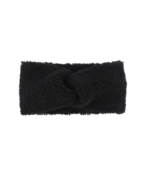 Stirnband Teddy in Schwarz aus flauschigem Kunstfell mit überkreuztem Design