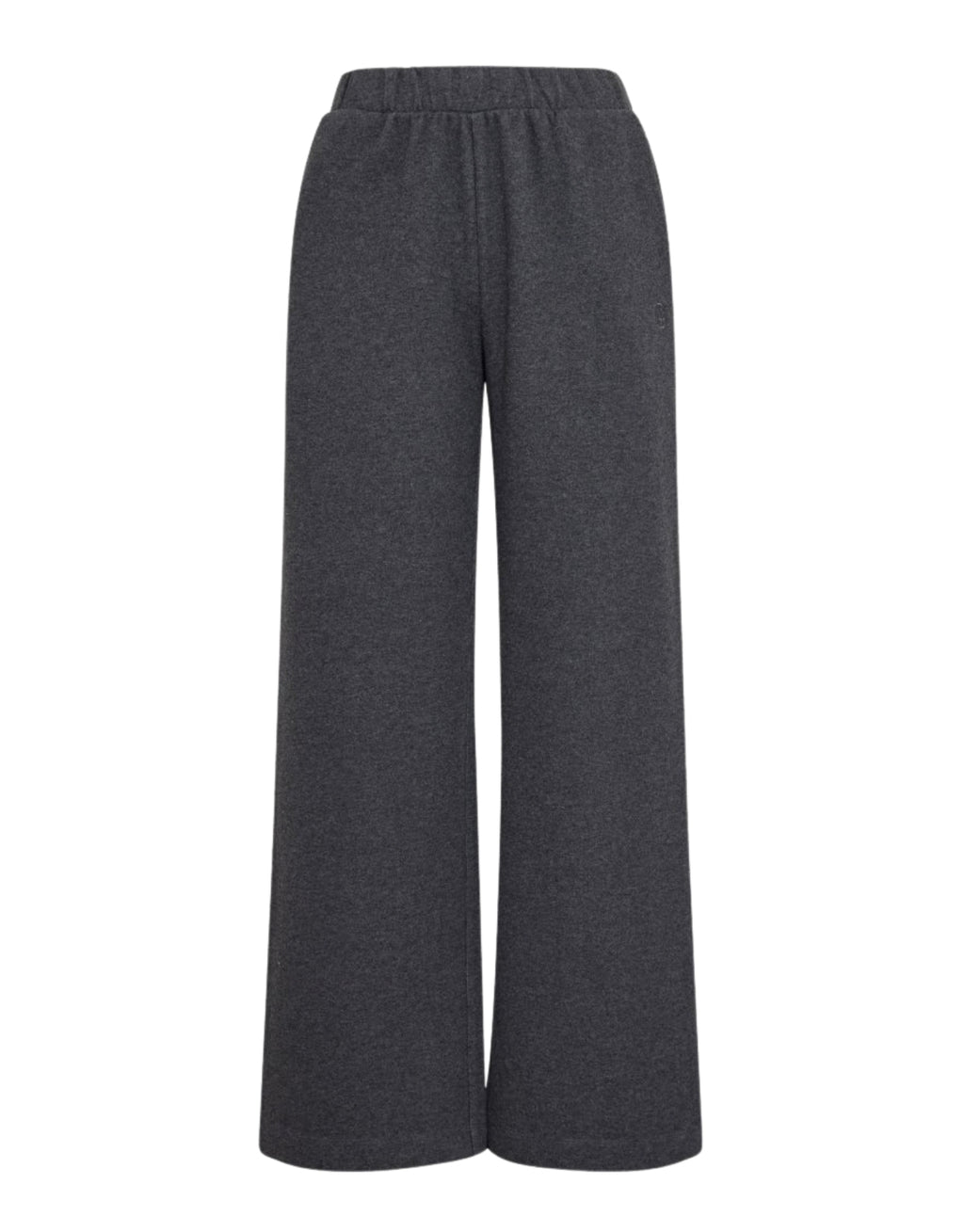 Graue MSCHMarletta Sweat Pants von MSCH Copenhagen mit elastischem Bund, weitem geradem Bein und seitlichen Taschen aus weichem Baumwollmix von vorne