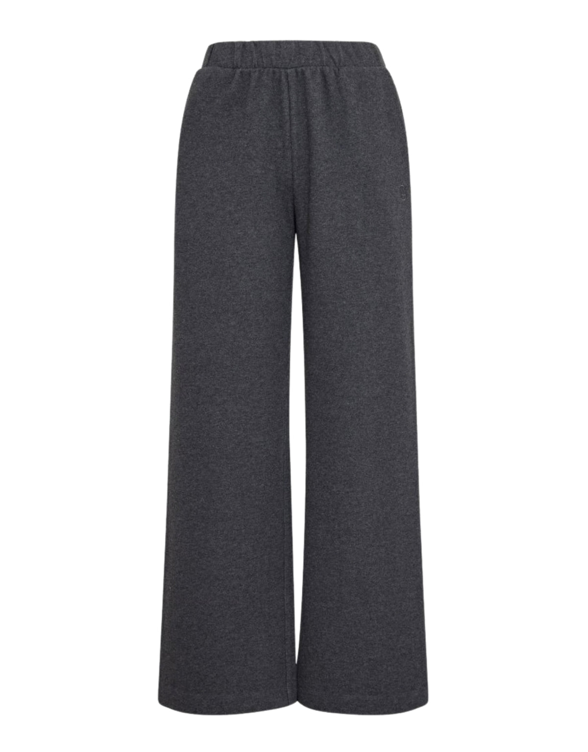 Graue MSCHMarletta Sweat Pants von MSCH Copenhagen mit elastischem Bund, weitem geradem Bein und seitlichen Taschen aus weichem Baumwollmix von vorne