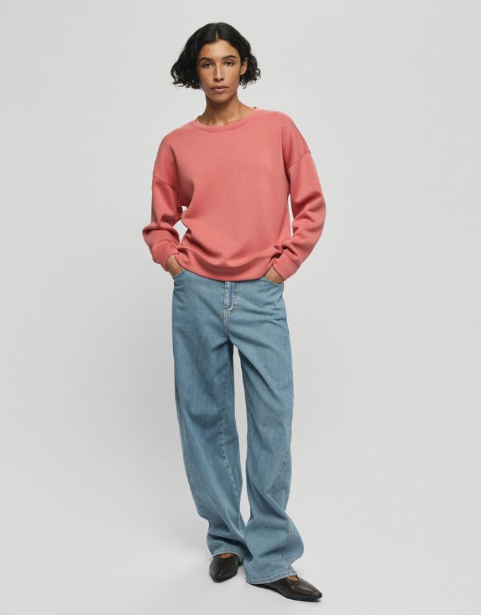 MSCH Copenhagen Sweatshirt Ima Q Faded Rose in Rosa mit Rundhalsausschnitt und lockerer Passform.