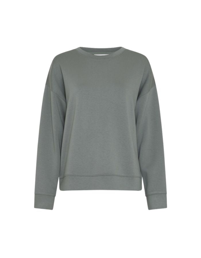 MSCH Copenhagen Sweatshirt Ima Q Laurel Wreath in Grün mit Rundhalsausschnitt und lockerer Passform.