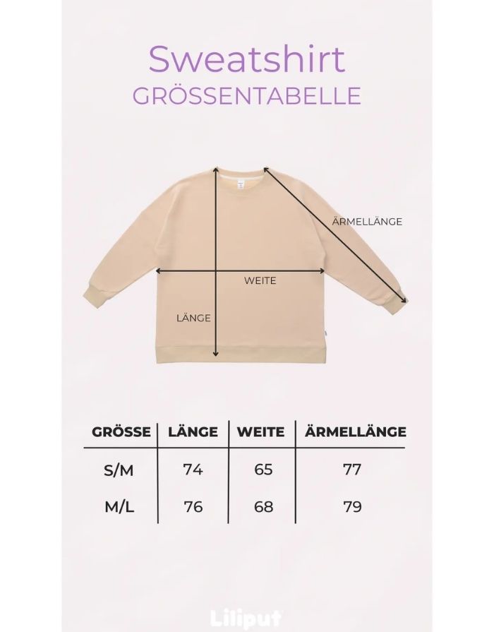 Liliput Sweatshirt Schleife beige mit rotem Herz und Schleifenmotiv „falala“ hinten, Oversized Fit.