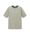 Gestreiftes Blocked Striped Tee T-Shirt in Grün aus Baumwolle mit bequemer Passform für den Alltag von vorne