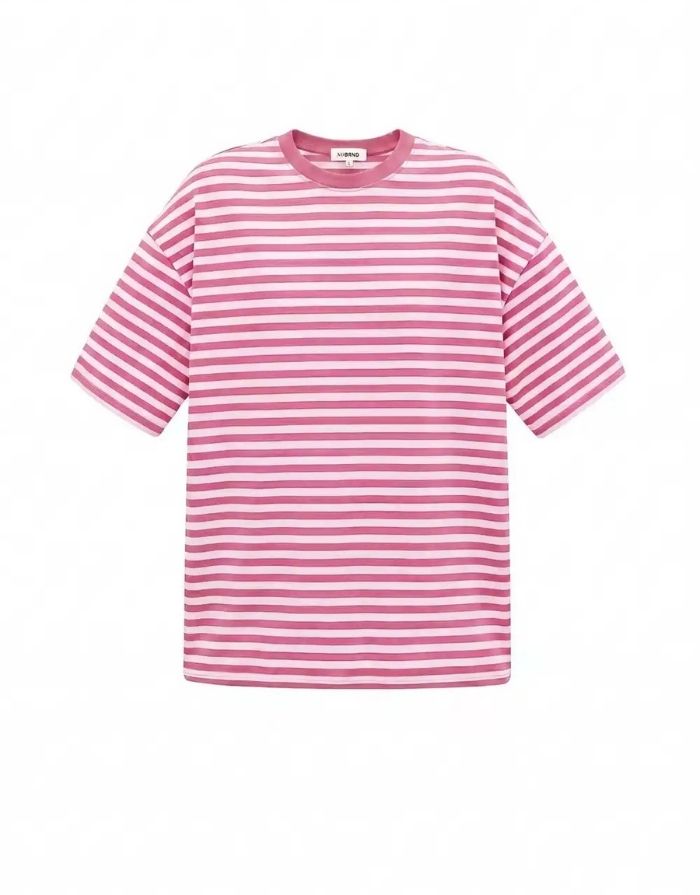 Apricot gestreiftes Blocked Striped Tee T-Shirt aus Baumwolle mit bequemer Passform für den Alltag von vorne