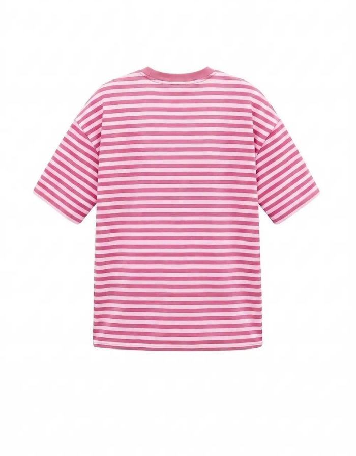 Apricot gestreiftes Blocked Striped Tee T-Shirt aus Baumwolle mit bequemer Passform für den Alltag von hinten