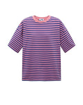 Pink und Blau gestreiftes Blocked Striped Tee T-Shirt aus Baumwolle mit bequemer Passform für den Alltag als Freisteller von vorne
