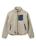 Liewood Nelson Fleecejacke Mist für Erwachsene mit Stehkragen und Fronttaschen aus recyceltem Polyester.