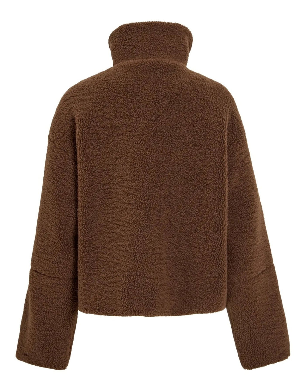 Teddyjacke Vimelusa von VILA in Rain Drum mit hohem Kragen, Reißverschluss und weicher flauschiger Oberfläche.