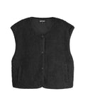 Nordlykk Teddyweste für Damen in Black, ärmellose Weste aus Polyester mit Fronttaschen und minimalistischer Passform
