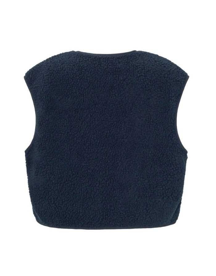 Nordlykk Teddyweste für Damen in Navy Blue, ärmellose Weste aus Polyester mit Fronttaschen und minimalistischer Passform