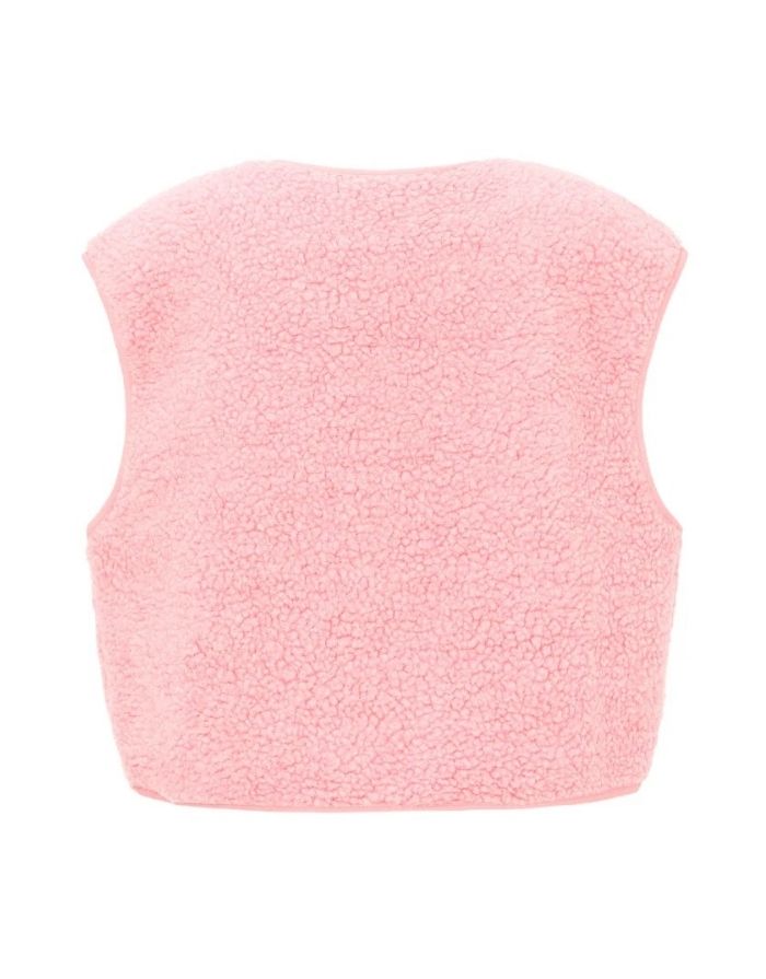 nordlykk Teddyweste für Damen in Pink, ärmellose Weste aus Polyester mit Fronttaschen und minimalistischer Passform
