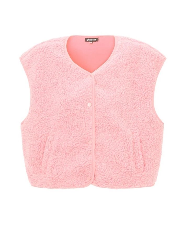 nordlykk Teddyweste für Damen in Pink, ärmellose Weste aus Polyester mit Fronttaschen und minimalistischer Passform