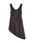 Schwarzes asymmetrisches Top Molie in Schwarz von MSCH Copenhagen mit Rundhalsausschnitt, breiten Trägern und fließender Silhouette von vorne