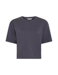 Tshirt Leana von MSCH Copenhagen in der Farbe India Ink aus 100% Baumwolle und im Cropped Schnitt als Freisteller von vorne